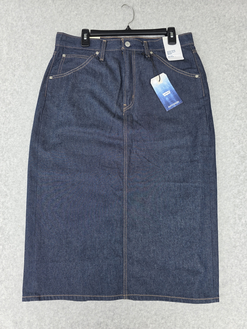 Levi's Premium High Rise Back Slit Denim Skirt Size 31 NWT